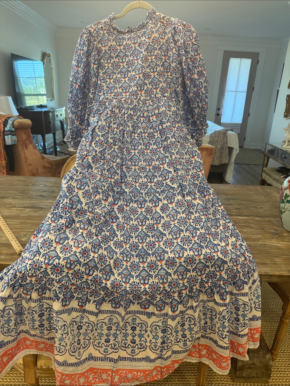 Boho Printed Maxi Dress in Blue, white - Picture 5 of 7